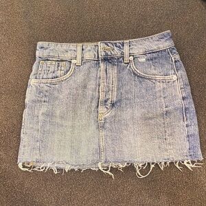 Guess Blue Frayed Denim Mini Skirt